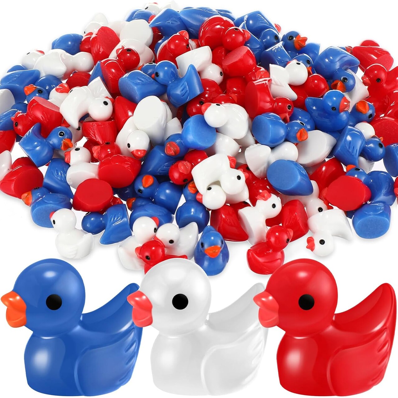 150 Pcs 4th of July Tiny Ducks Patriotic Mini Resin Duck Figures Bulk for Independence Day Party Toys